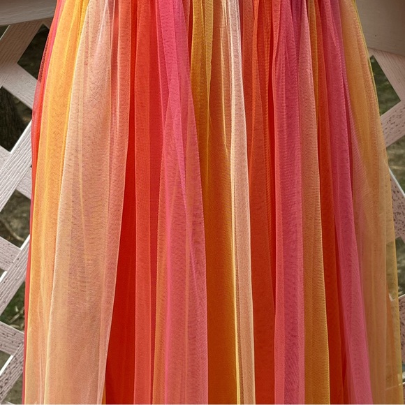 Luxxel Rainbow Dress Small Plunging Open Back Strappy Maxi Babydoll Fairy Ballet - Picture 13 of 14